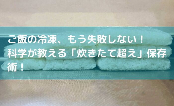 ご飯の冷凍、もう失敗しない！科学が教える「炊きたて超え」保存術！